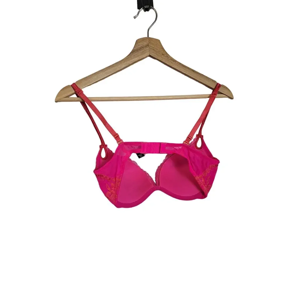Victoria's Secret Sexy Little Things Pink Lace w/ Crystal's Push Up Size 34C